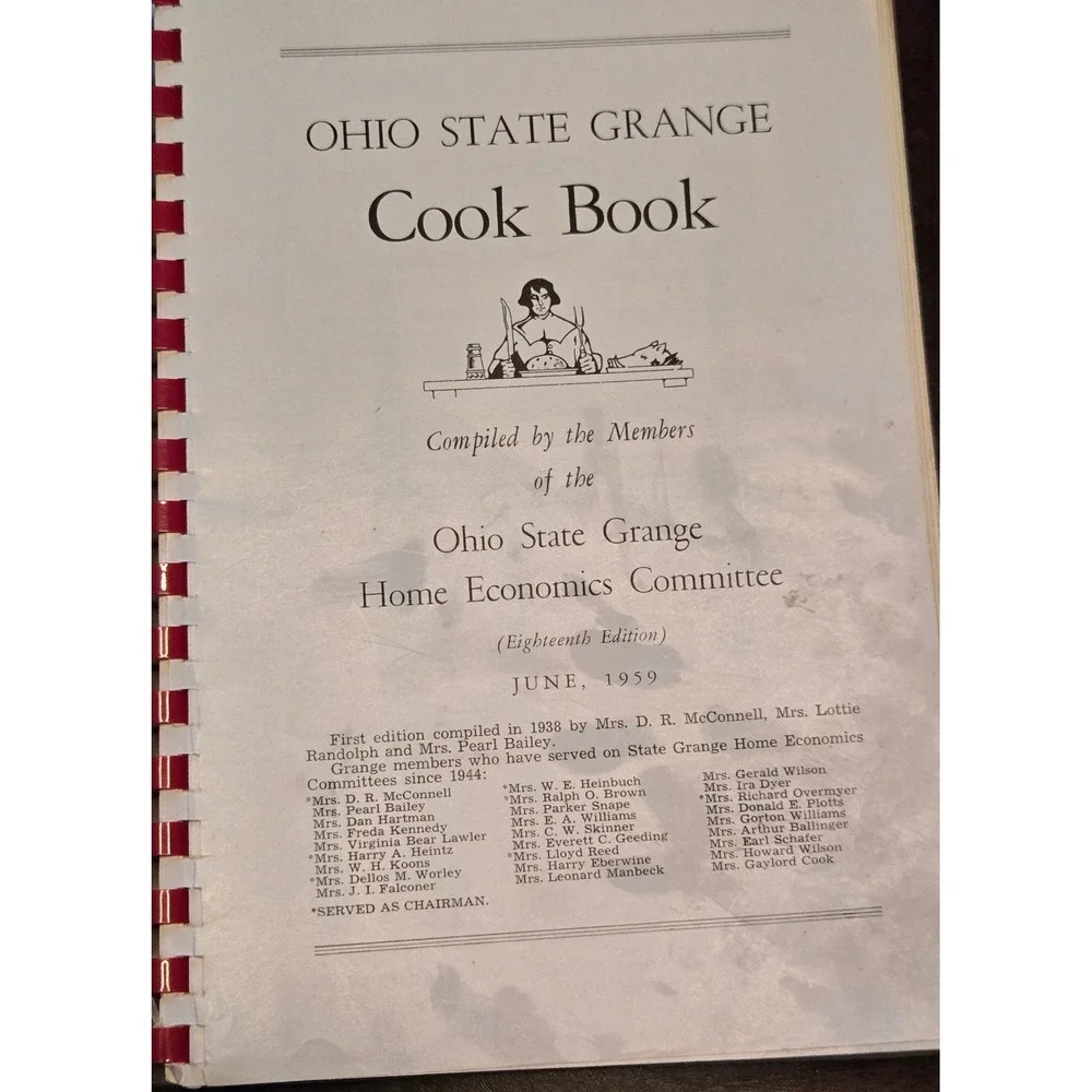 Vintage 1959 Ohio State Grange Cook Book 18th Edition Spiral Bound Recipes Ohio